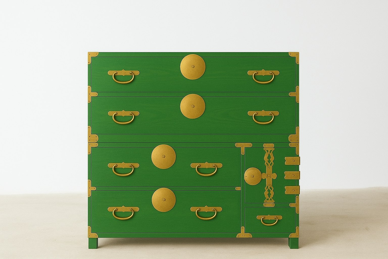 Green tansu cabinet